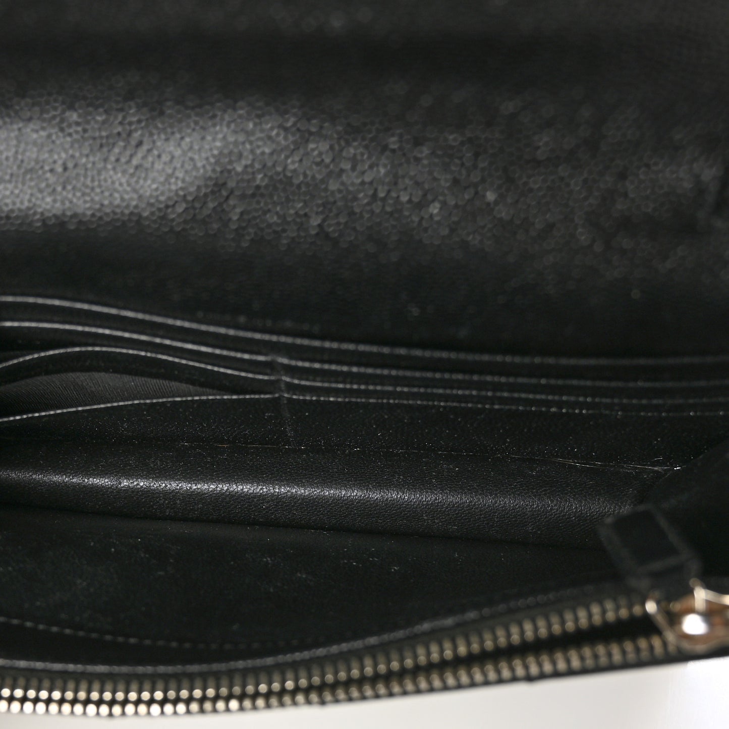 Grain De Poudre Matelasse Chevron Monogram Envelope Chain Wallet Black