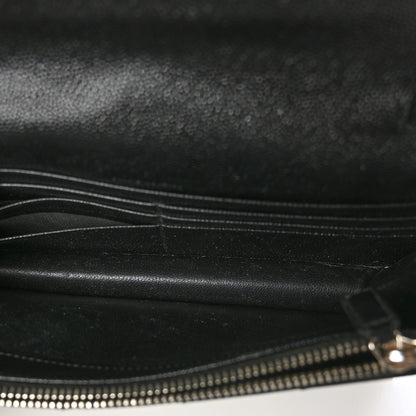 Saint Laurent Grain De Poudre Matelasse Chevron Monogram Envelope Chain Wallet Black 5 of 7