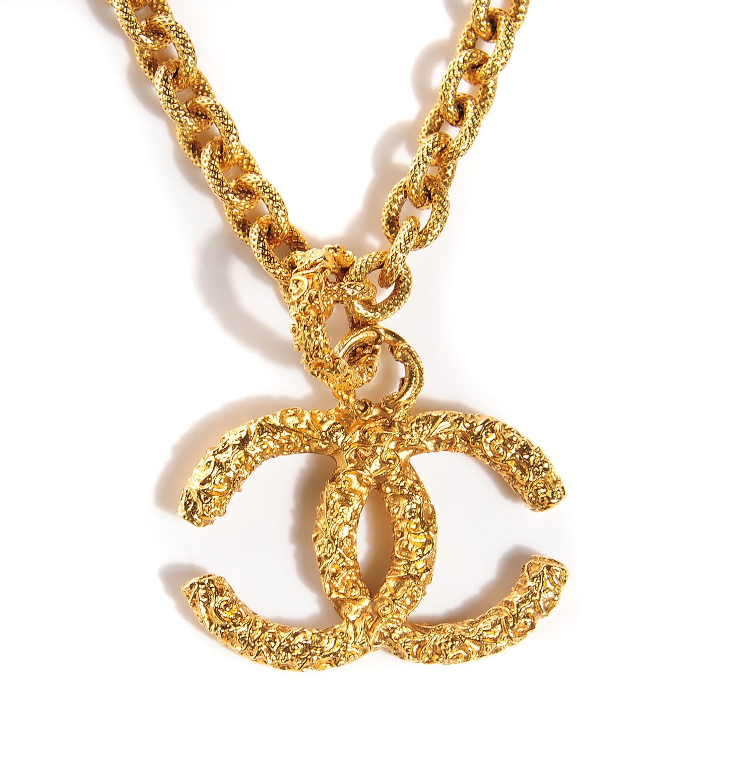 Chanel Large Baroque CC Pendant Necklace Gold 1 of 6