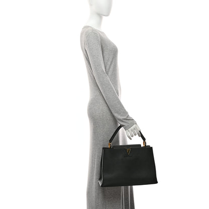Louis Vuitton Taurillon Capucines MM Black Fuchsia 2 of 10