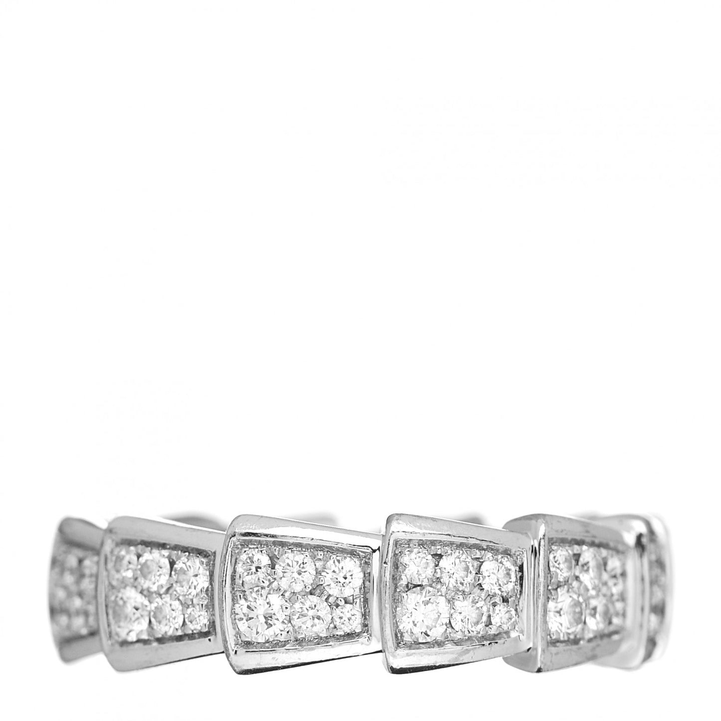 18K White Gold Diamond Serpenti Viper Pave Ring 52 6