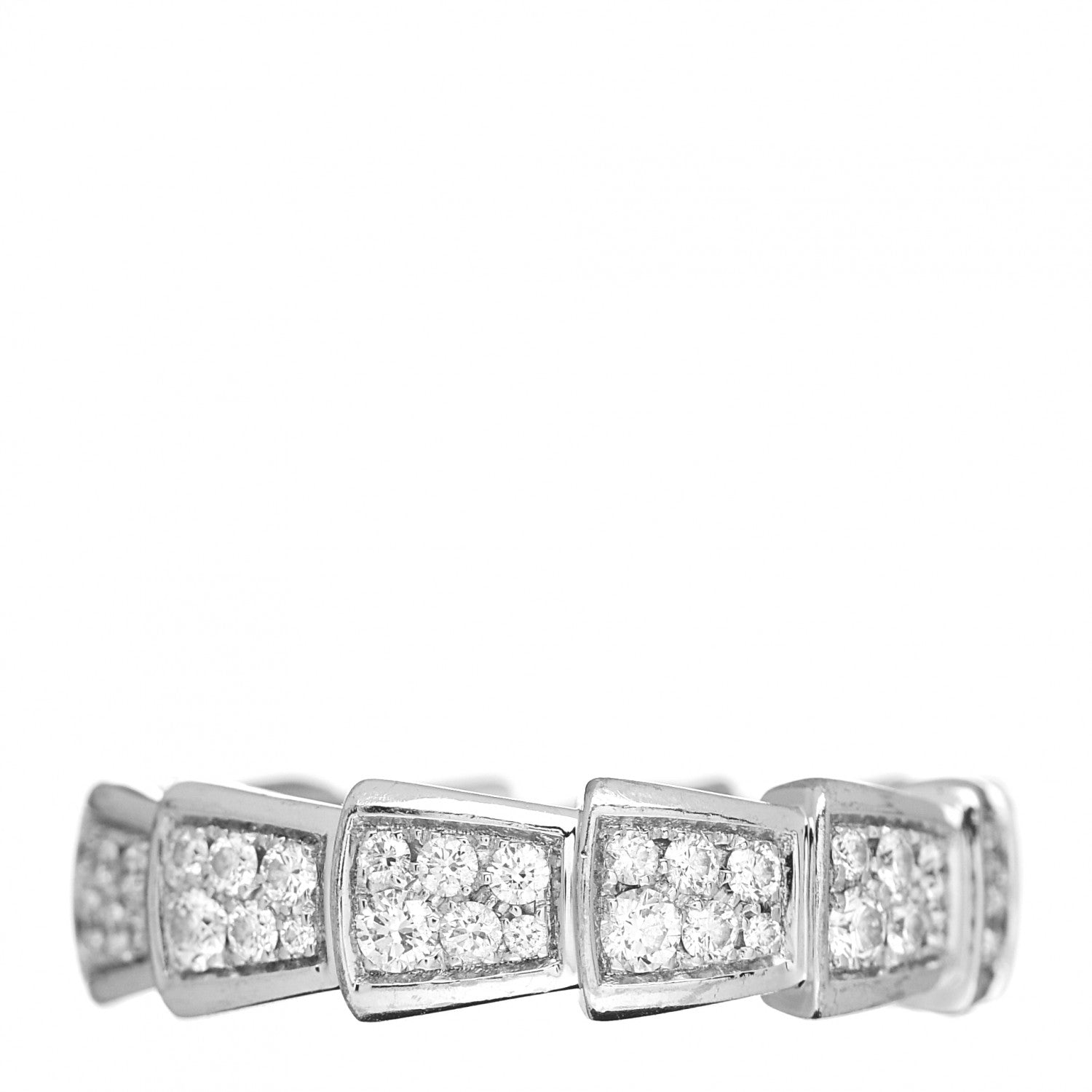 Bulgari 18K White Gold Diamond Serpenti Viper Pave Ring 52 6 3 of 5