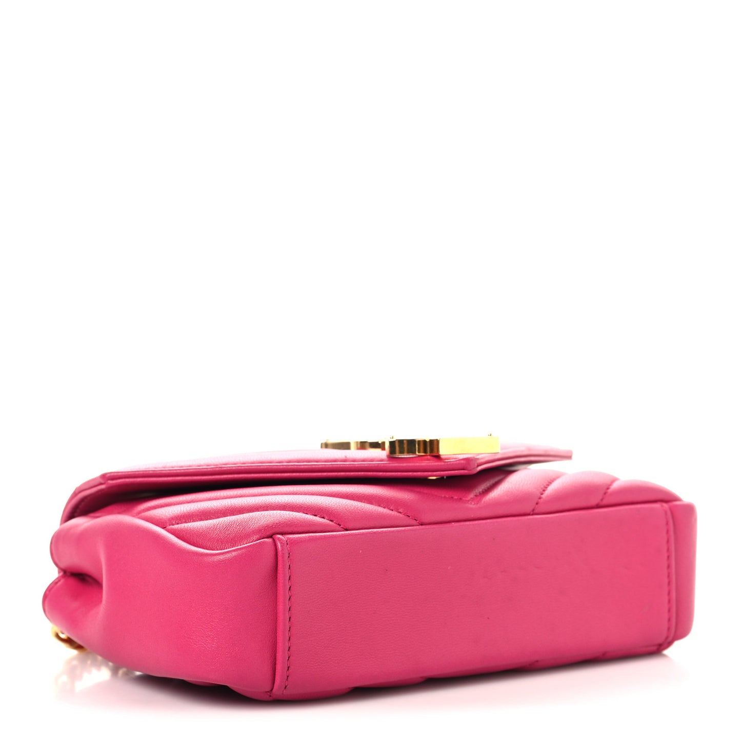 Calfskin Matelasse Chevron Classic Monogram Baby Chain Bag Fuchsia
