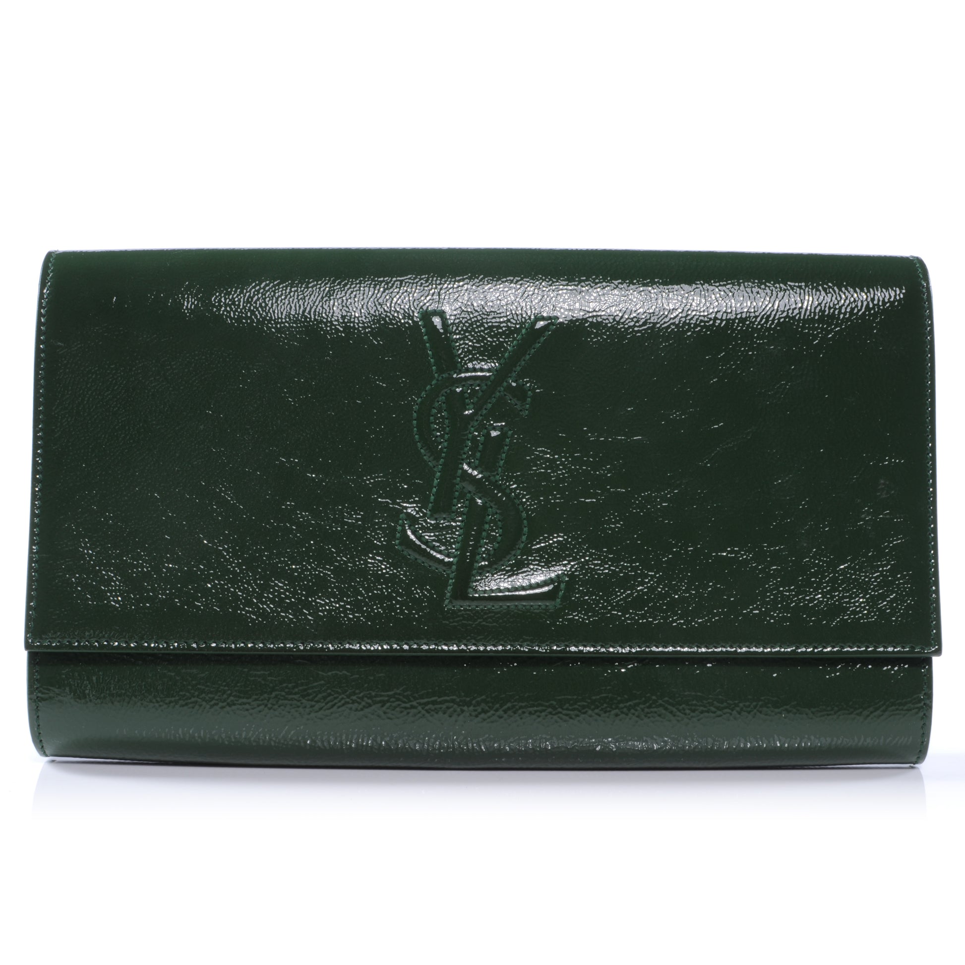 Saint Laurent Patent Belle de Jour Clutch Green 1 of 5