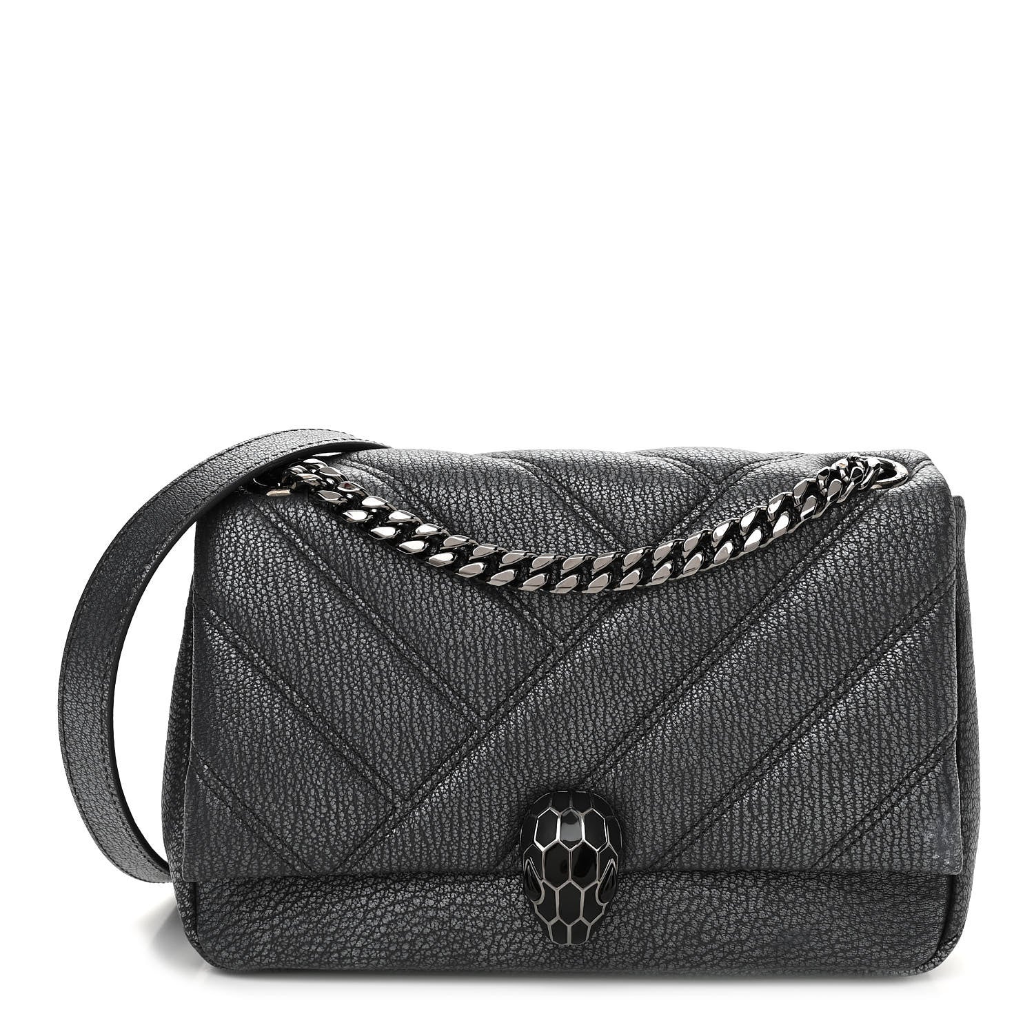 Bulgari Diamond Goatskin Matelasse Mini Serpenti Cabochon Crossbody Charcoal 1 of 9