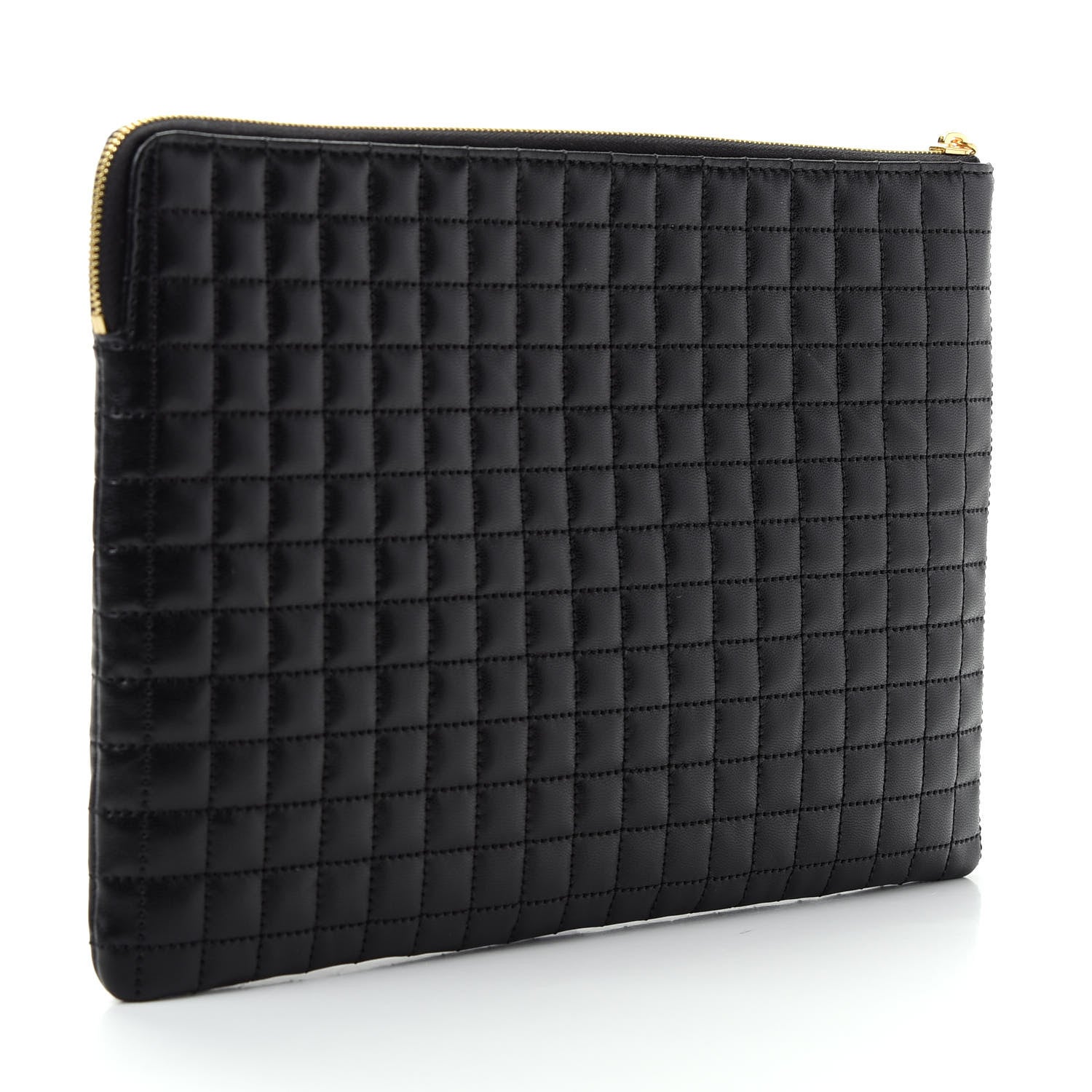 Celine Calfskin Quilted C Charm Pouch Black 3 of 8