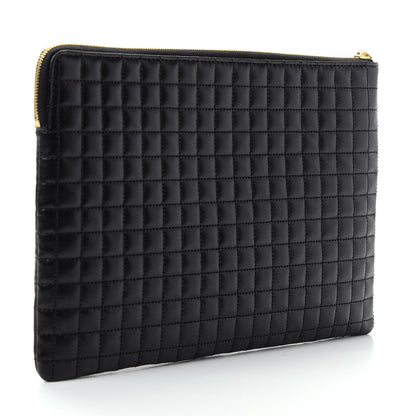 Celine Calfskin Quilted C Charm Pouch Black 3 of 8