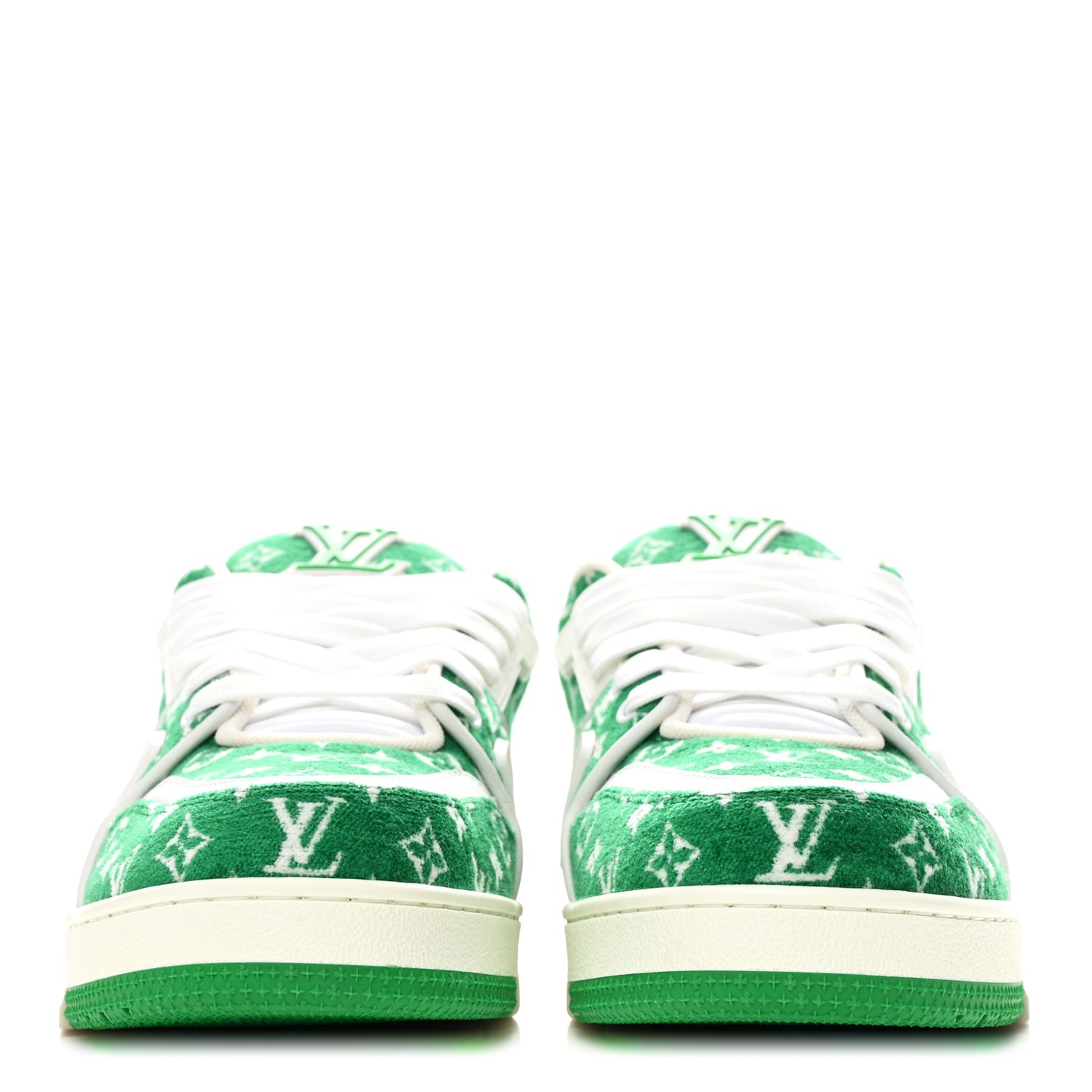 Jacquard Velvet Monogram Mens LV Trainer Sneakers 9 Vert