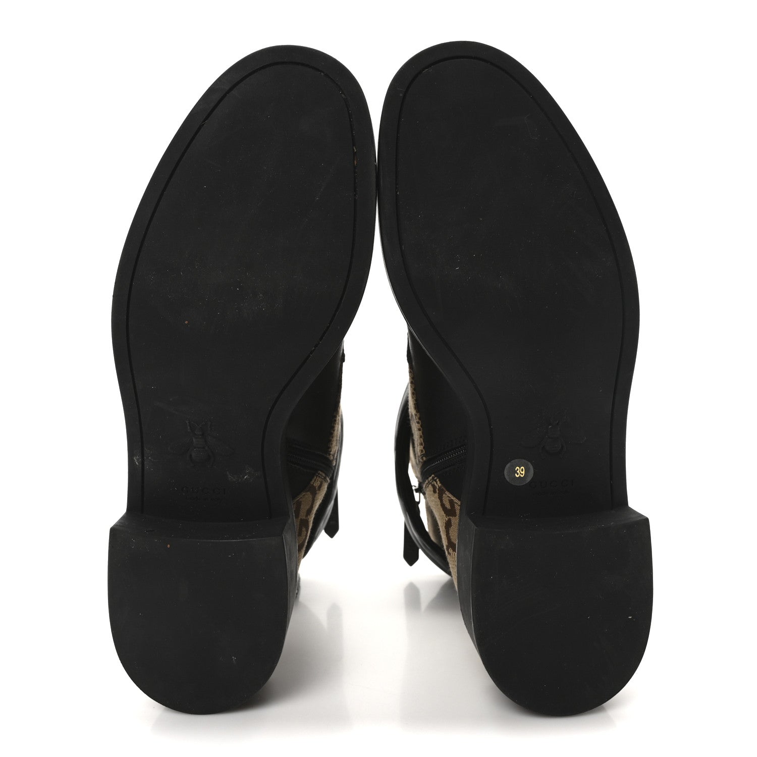 Gucci Flores Calfskin Monogram Maxi GG Nappa Matelasse Double G 40mm Ankle Boots 39 Black Camel Ebony 6 of 8
