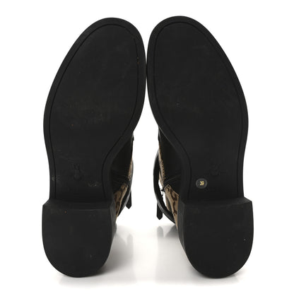 Gucci Flores Calfskin Monogram Maxi GG Nappa Matelasse Double G 40mm Ankle Boots 39 Black Camel Ebony 6 of 8