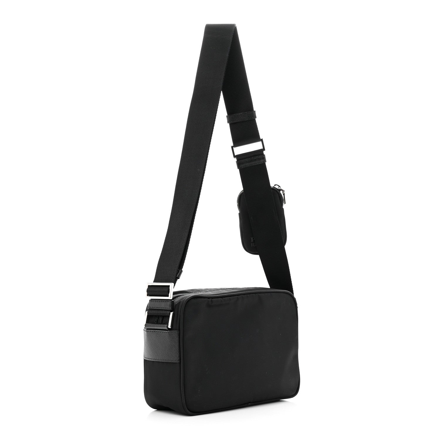 Prada Re-Nylon Vela Saffiano Pocket Double Zip Shoulder Bag Black 3 of 10