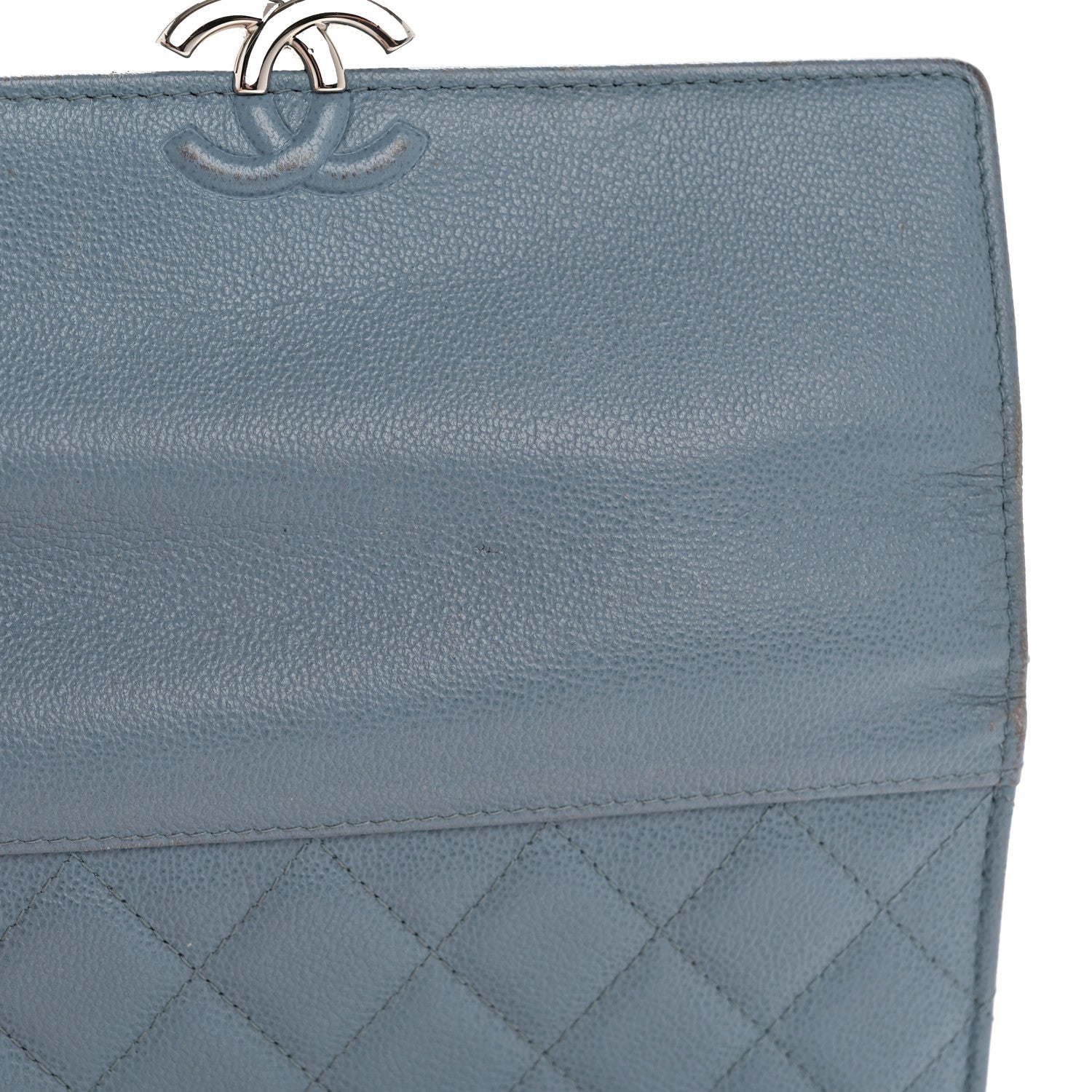 Chanel Grained Calfskin Quilted CC Box Flap Wallet Blue 12 of 13