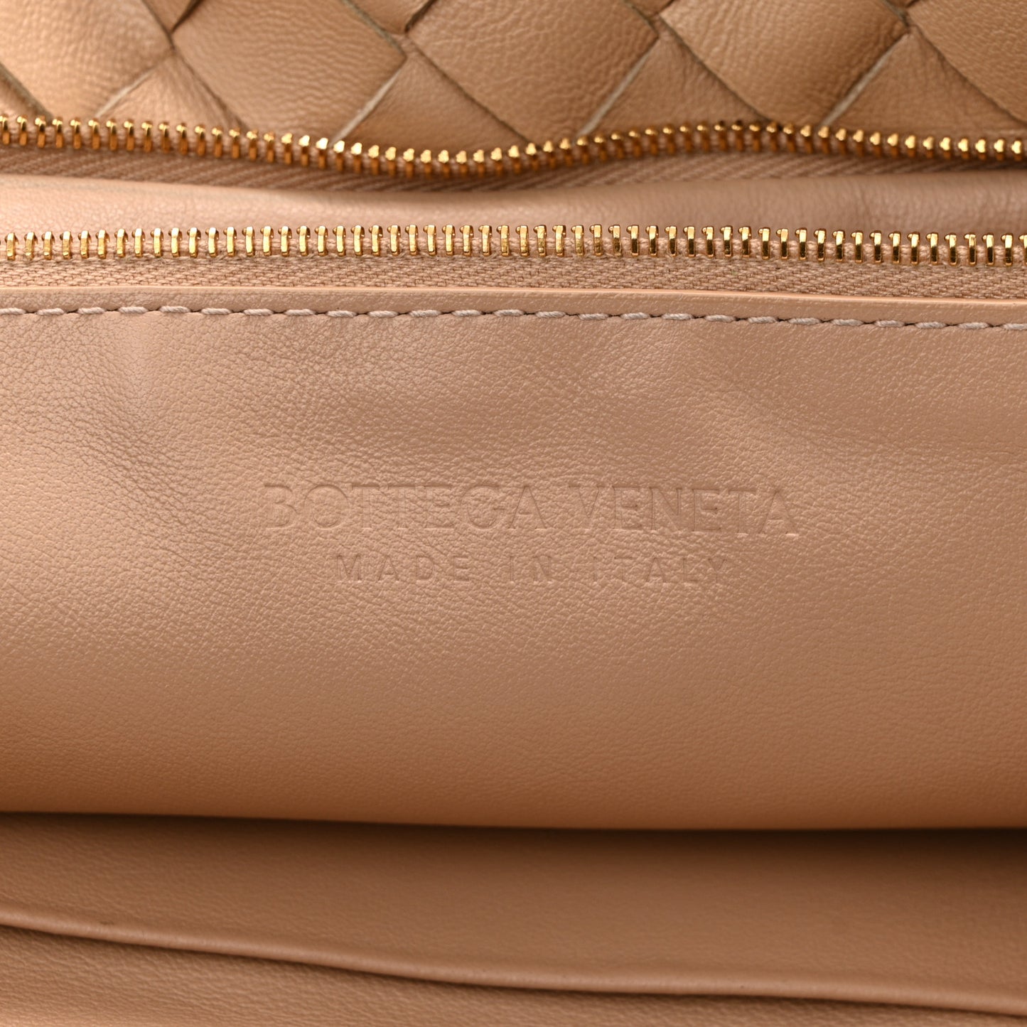 Nappa Intrecciato Shoulder Bag Almond