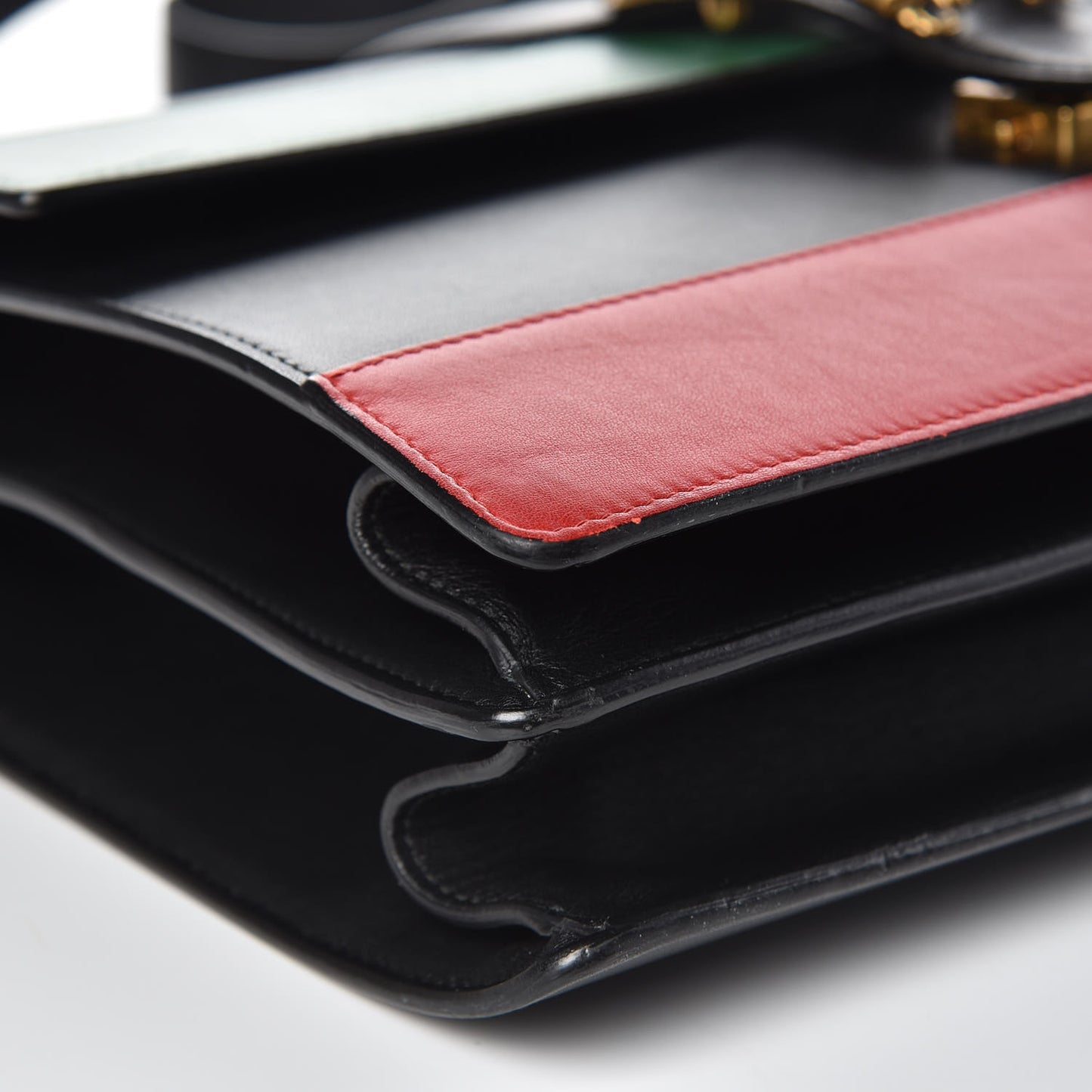 Calfskin Bamboo Web Large Dionysus Top Handle Bag Black Bright Evergreen Hibiscus Red
