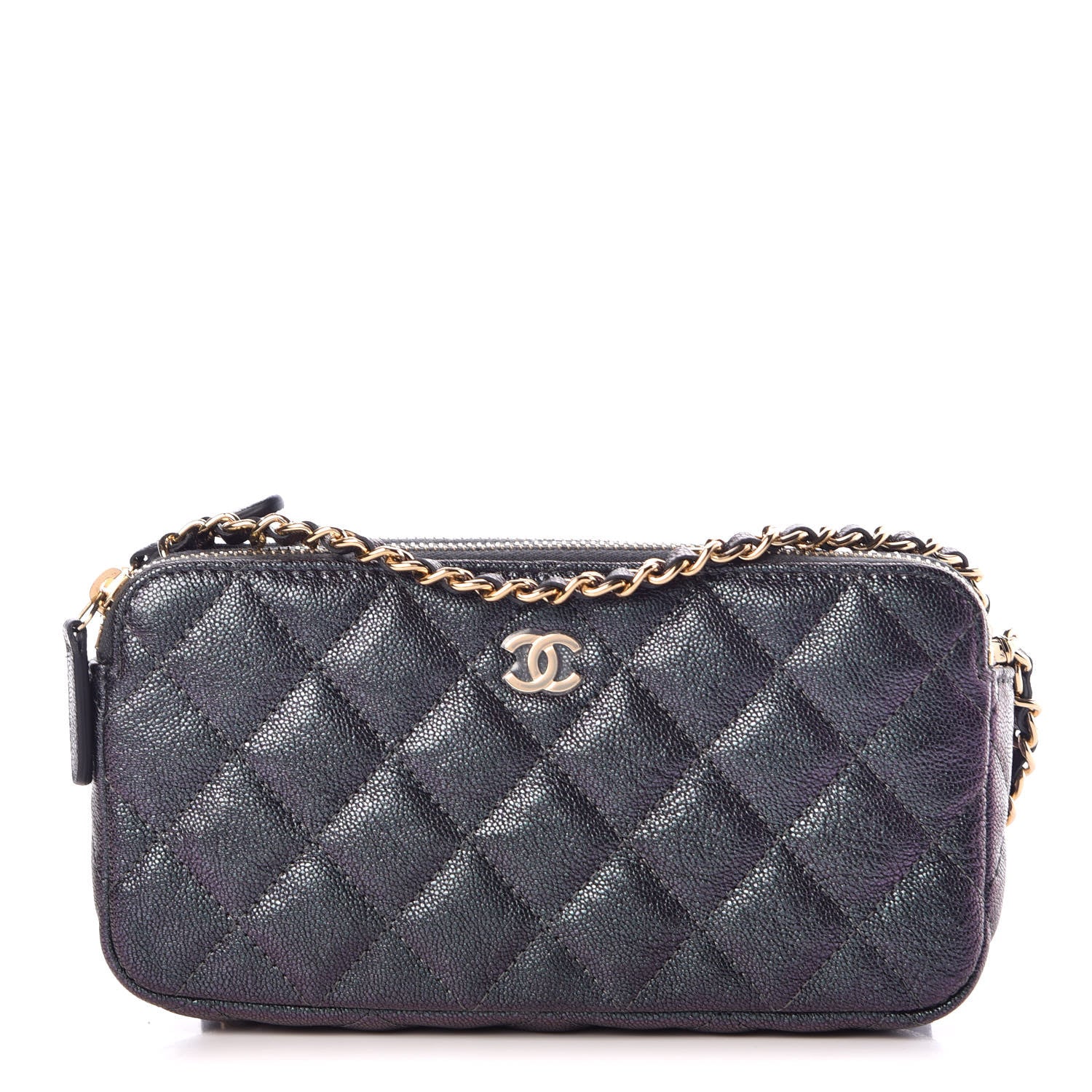 Chanel Iridescent Caviar Quilted Clutch With Chain Black 1 of 12