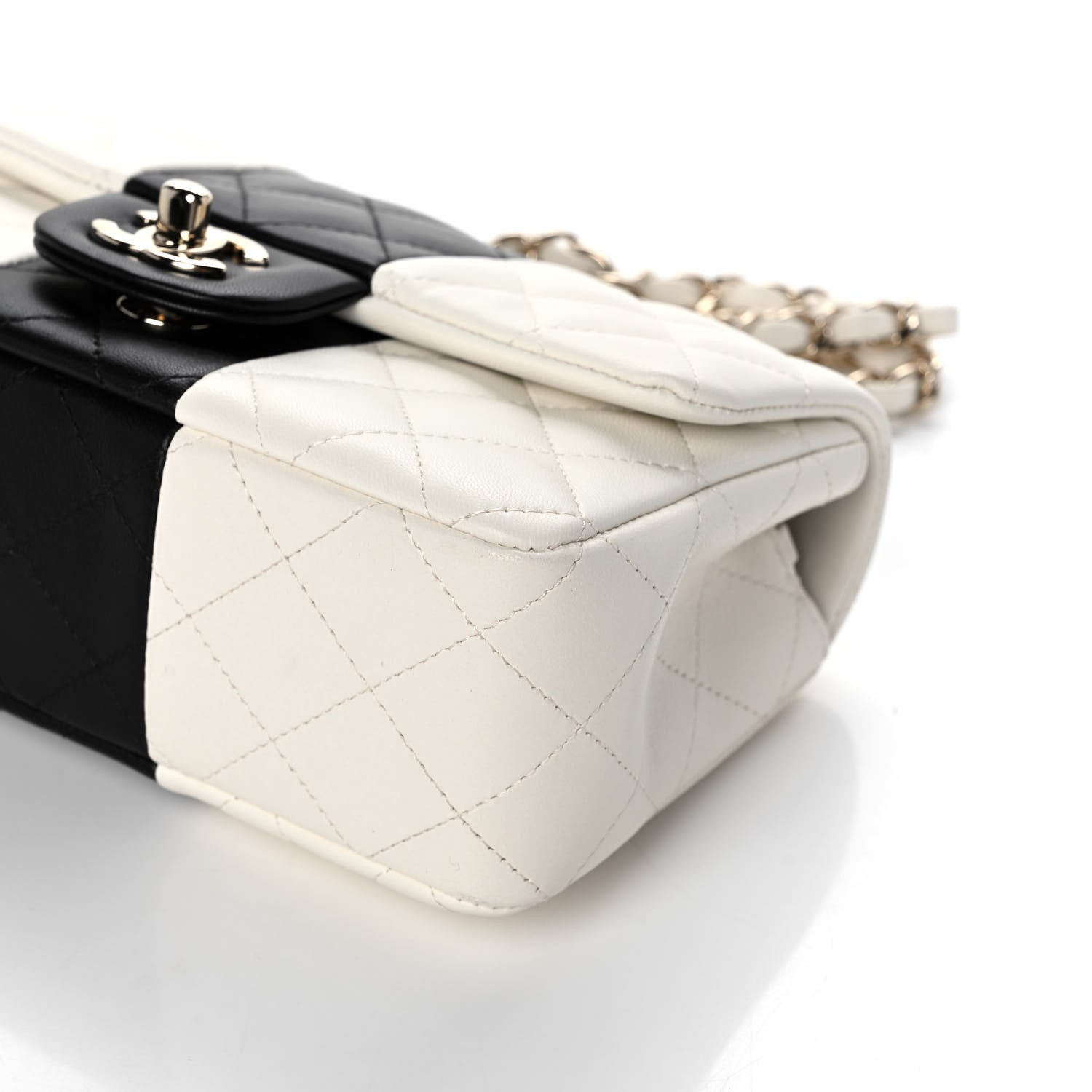 Chanel Lambskin Quilted Mini Rectangular Flap White Black 10 of 11