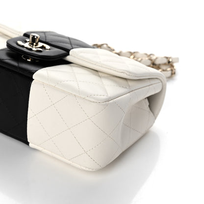 Chanel Lambskin Quilted Mini Rectangular Flap White Black 10 of 11