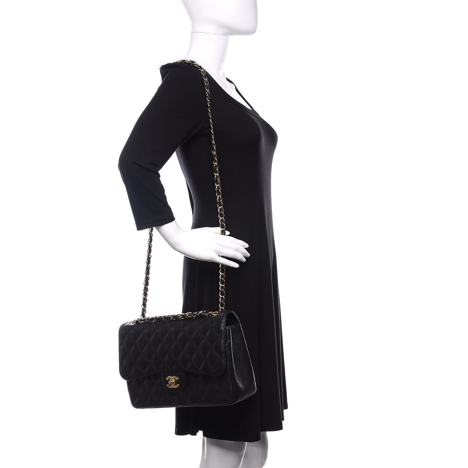 Chanel Caviar Quilted Jumbo Double Flap Black 2 of 11