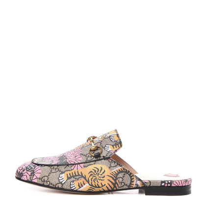 Gucci GG Supreme Monogram Bengal Womens Princetown Slippers 37 Beige Crop Pink 1 of 9