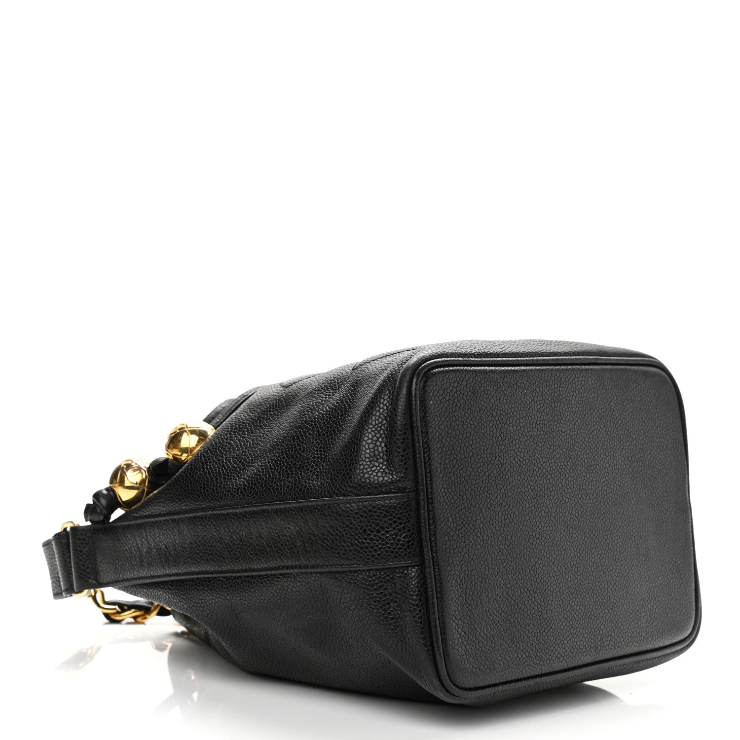 Chanel Caviar CC Stitched Drawstring Bucket Bag Black 4 of 12