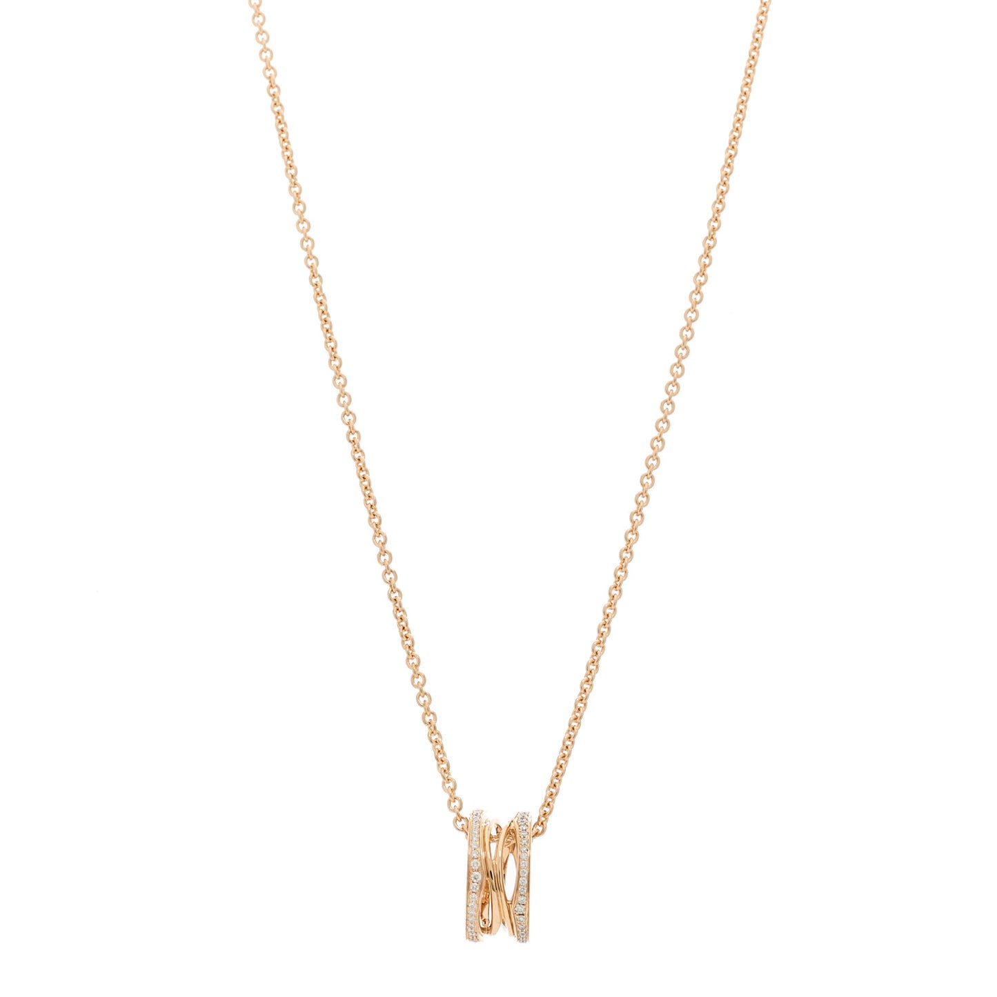 18K Rose Gold Diamond B.Zero1 Open Legends Pendant Necklace