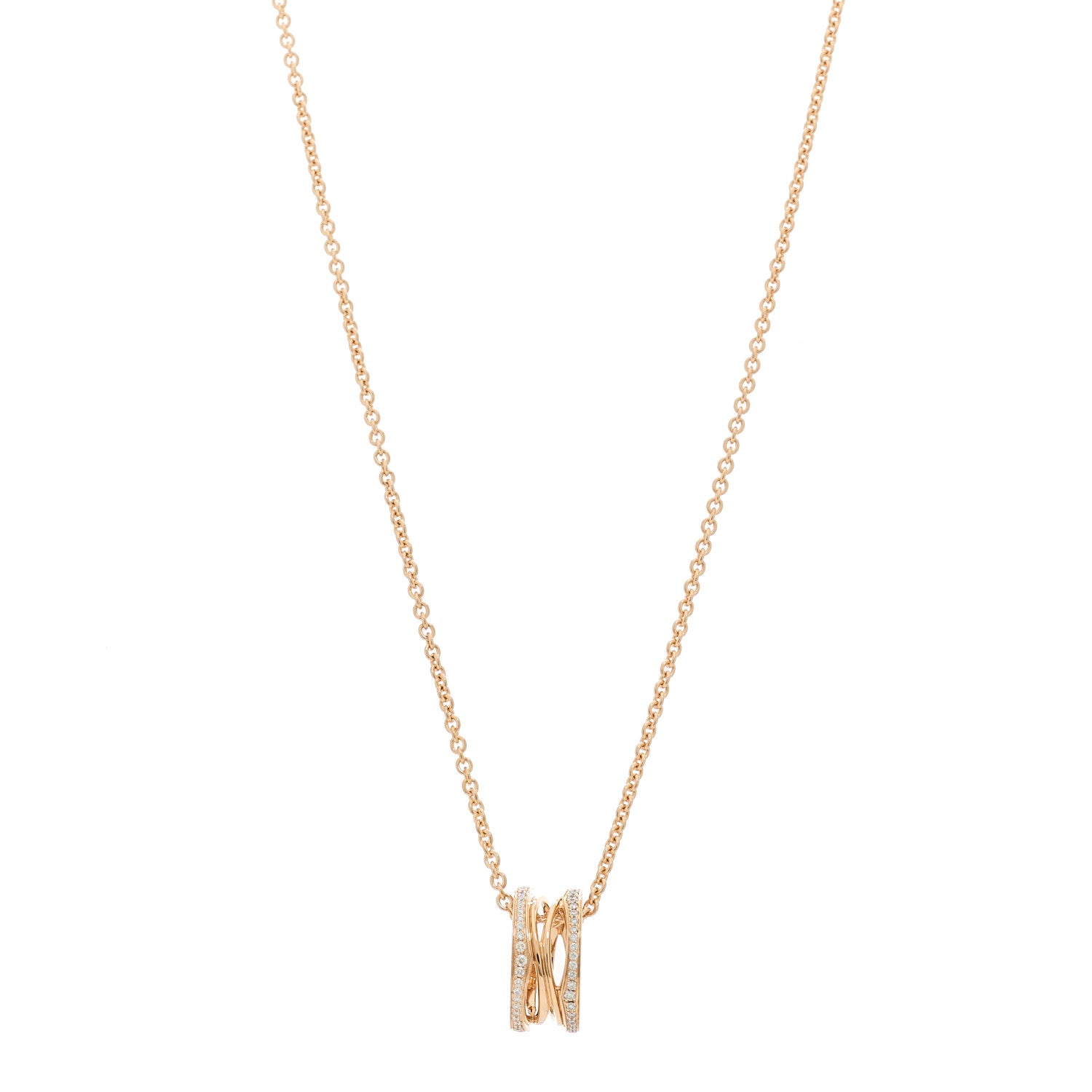 Bulgari 18K Rose Gold Diamond B.Zero1 Open Legends Pendant Necklace 1 of 9