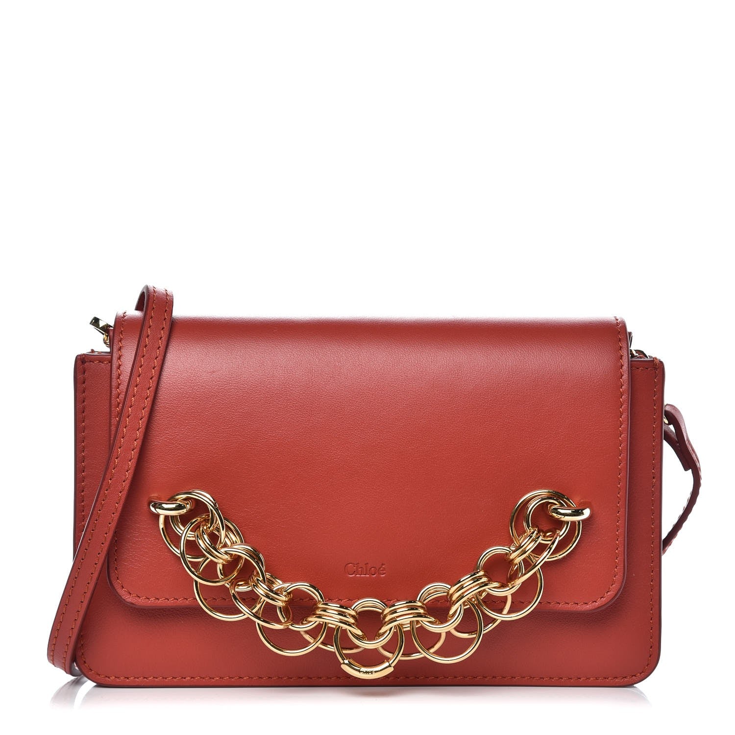 Chloe Calfskin Drew Bijou Clutch Earthy Red 1 of 8