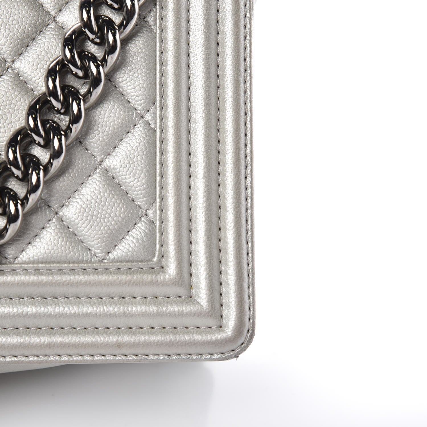 Chanel Metallic Caviar Quilted Medium Boy Flap Silver 13 of 15