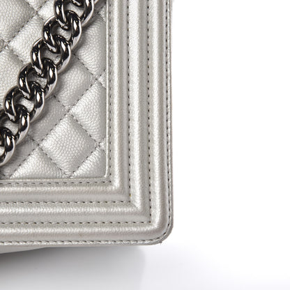Chanel Metallic Caviar Quilted Medium Boy Flap Silver 13 of 15
