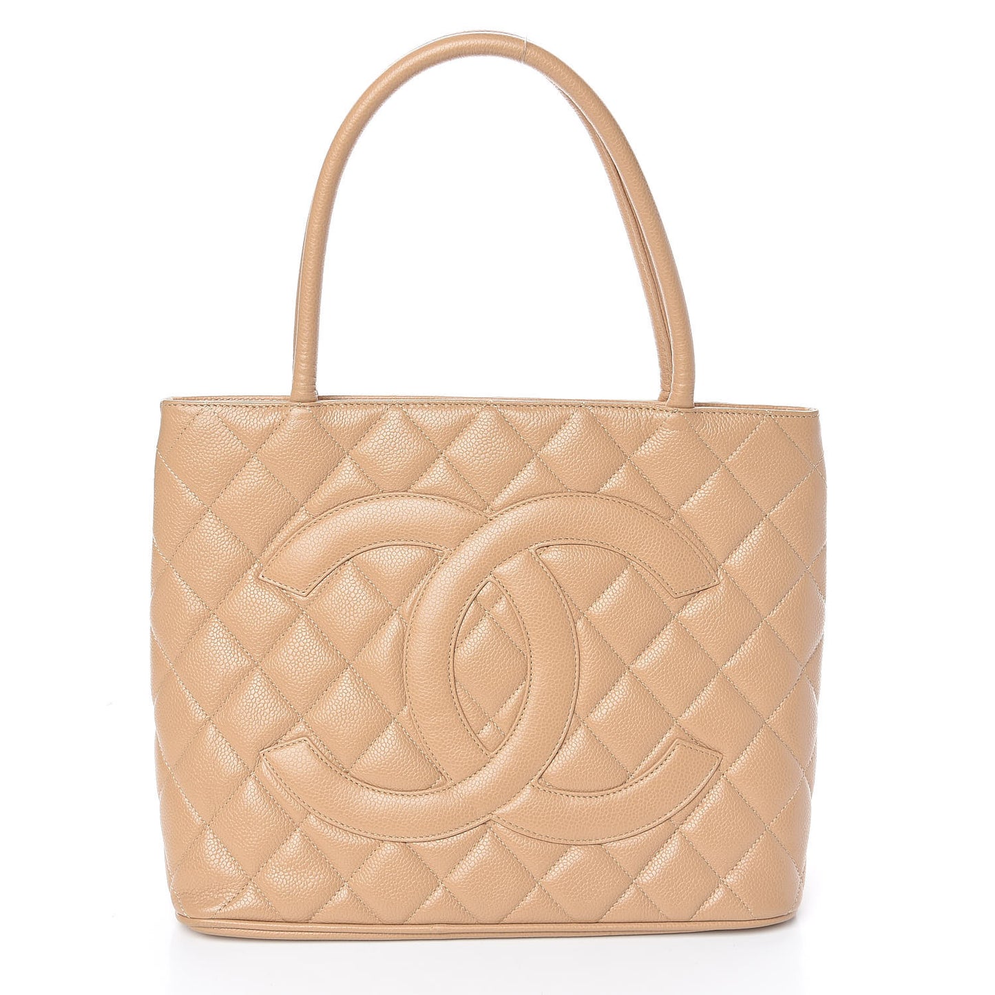 Caviar Quilted Medallion Tote Beige