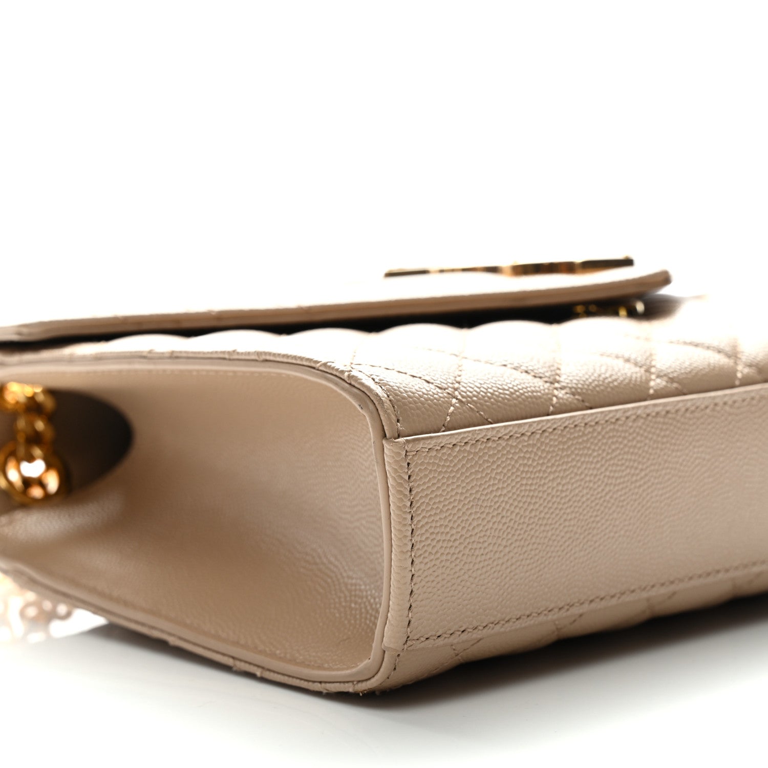Saint Laurent Grain De Poudre Textured Mixed Matelasse Medium Triquilt Monogram Satchel Dark Beige 10 of 12