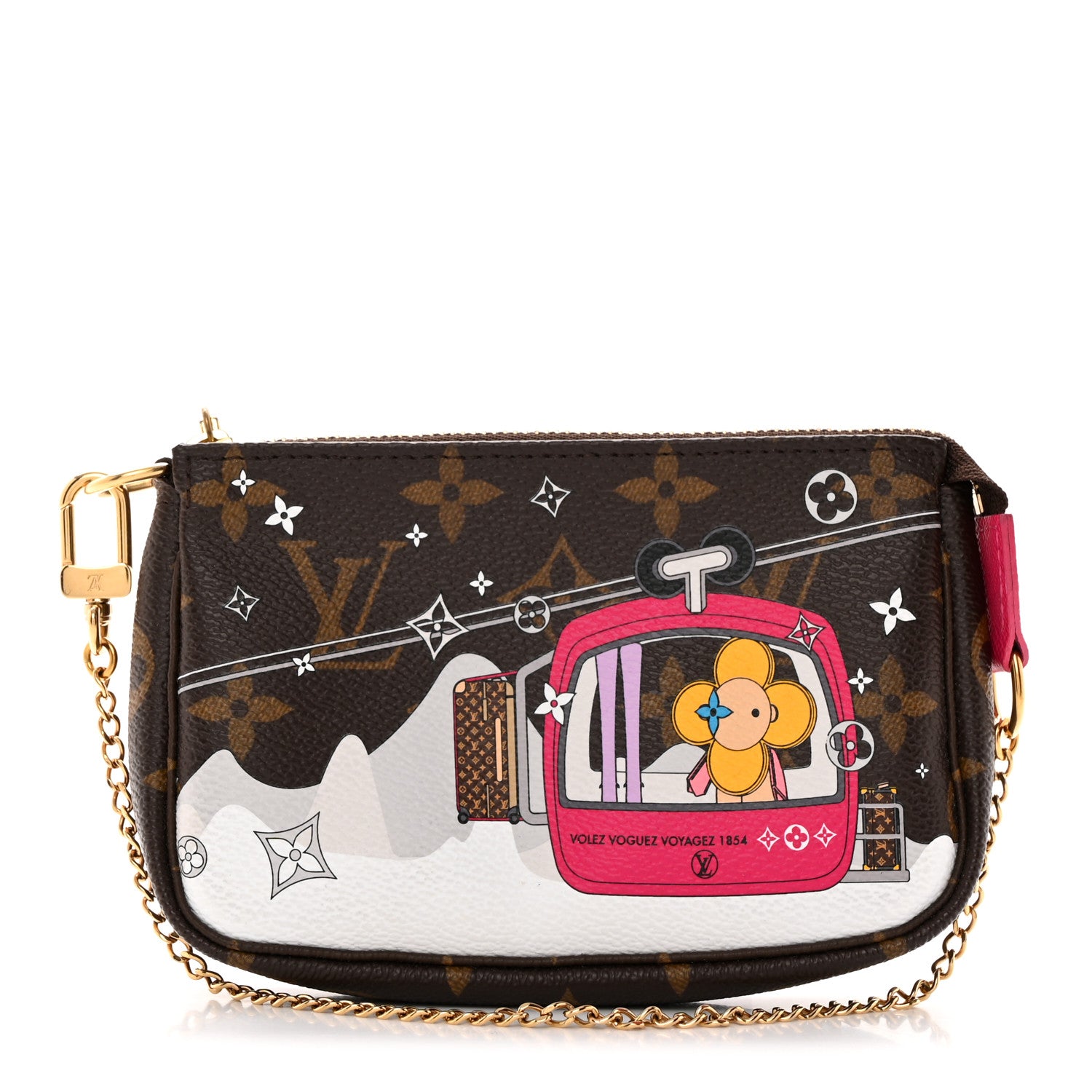 Louis Vuitton Monogram 2019 Christmas Animation Mini Courchevel Pochette Accessories Fuchsia 1 of 9