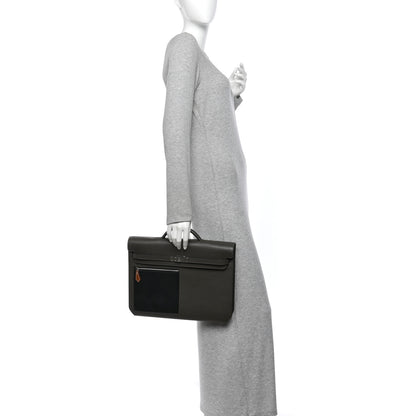 Hermes Evercolor Evergrain Barenia Kelly Depeches 36 Briefcase Vert De Gris Black Fauve 2 of 10