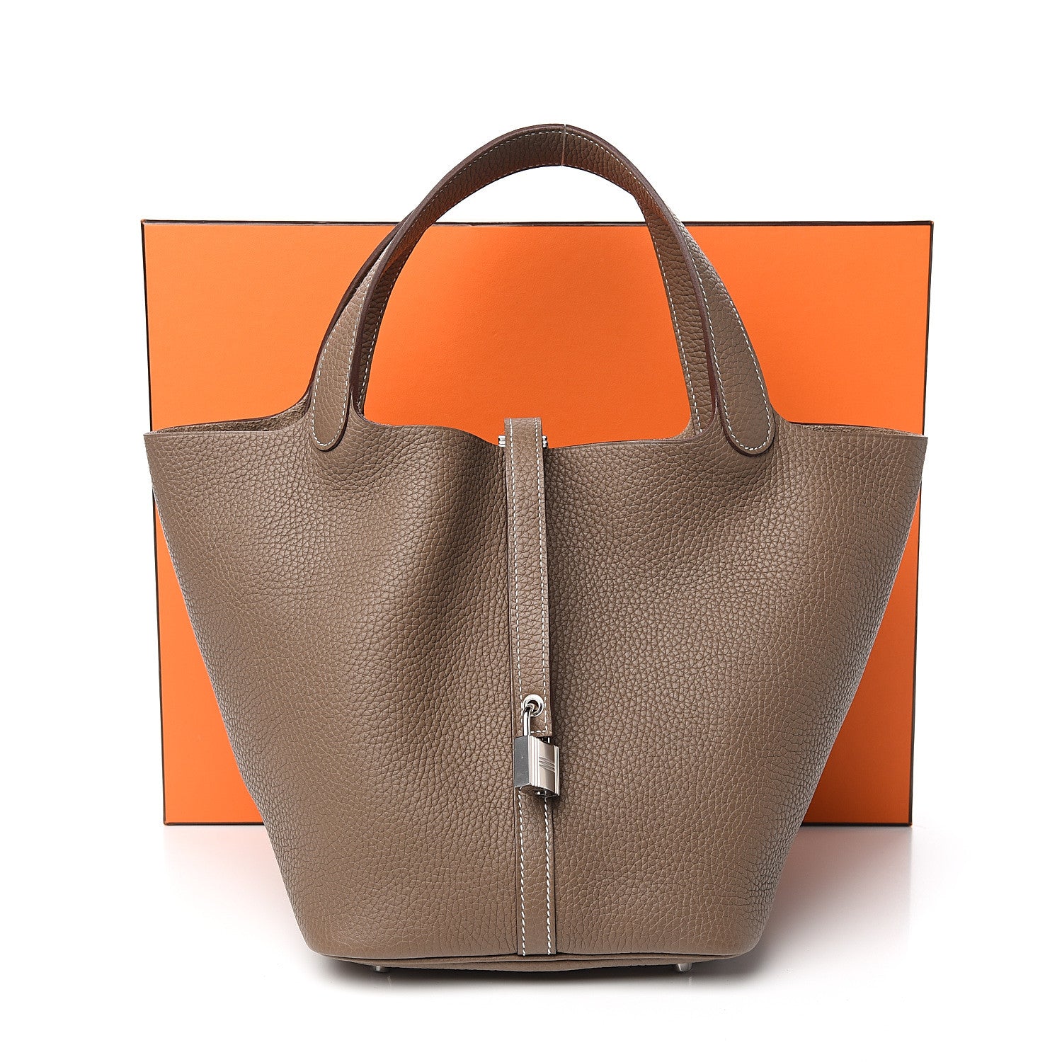Hermes Taurillon Clemence Picotin Lock 22 MM Etoupe 10 of 10
