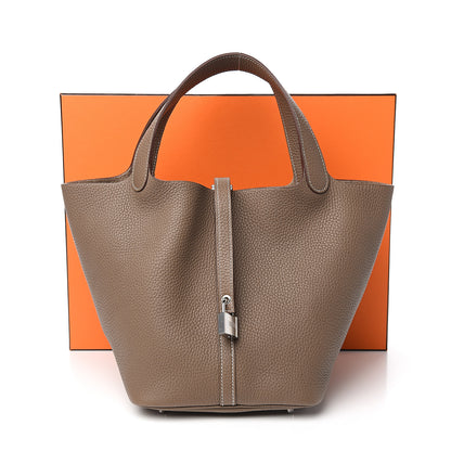 Hermes Taurillon Clemence Picotin Lock 22 MM Etoupe 10 of 10
