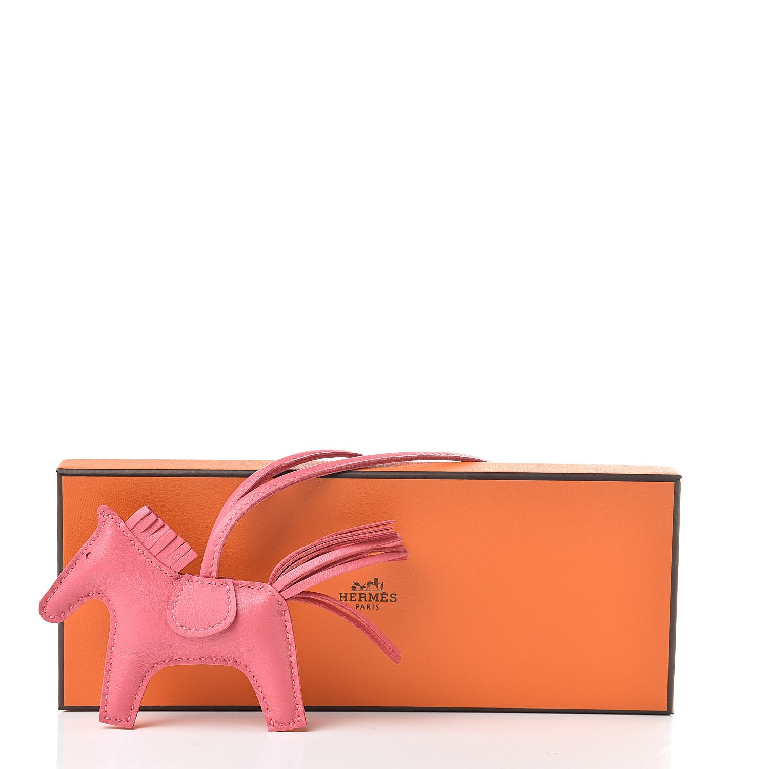 Hermes Milo Lambskin Grigri Rodeo Horse Bag Charm PM Rose Azalee 5 of 5