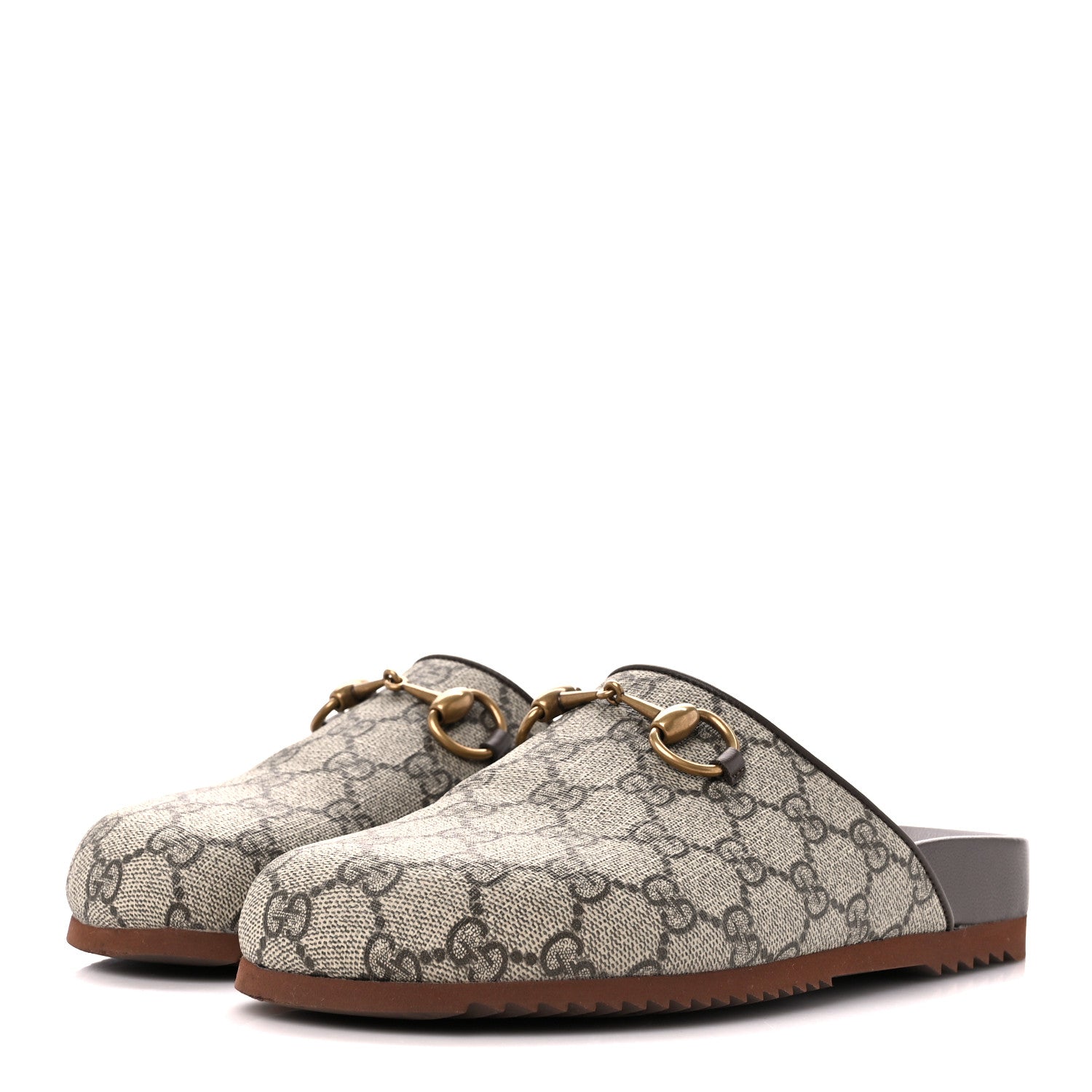 Gucci GG Supreme Monogram Miro Soft Calfskin Womens Horsebit Slippers 37.5 Beige Ebony New Acero 3 of 10
