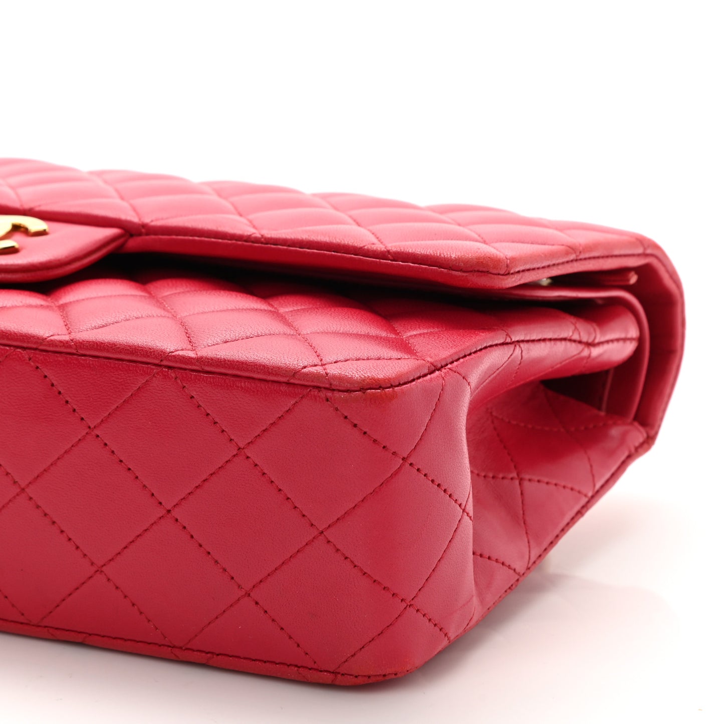 Lambskin Quilted Medium Double Flap Dark Pink