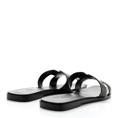 Hermes Box Calfskin Oran Sandals 41.5 Black 4 of 9