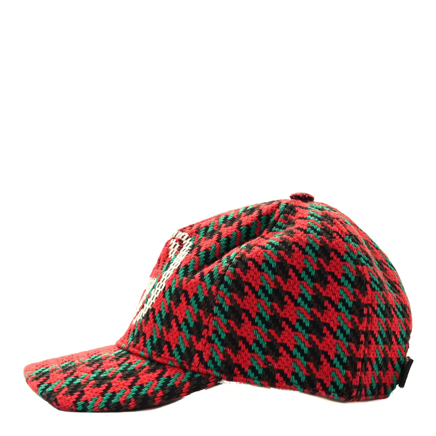 Tweed Wool Houndstooth Interlocking G Baseball Hat S Red Green