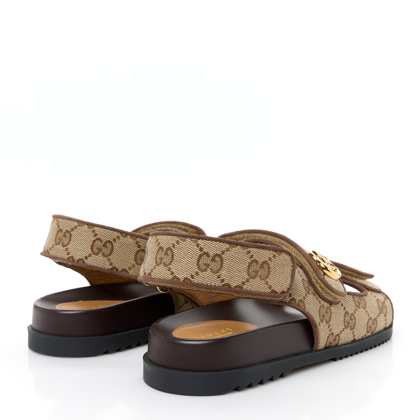 Monogram Kid Scamosciato Double G Womens Dad Sandals 36.5 Beige Ebony New Acero