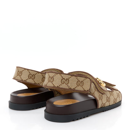 Gucci Monogram Kid Scamosciato Double G Womens Dad Sandals 36.5 Beige Ebony New Acero 5 of 10