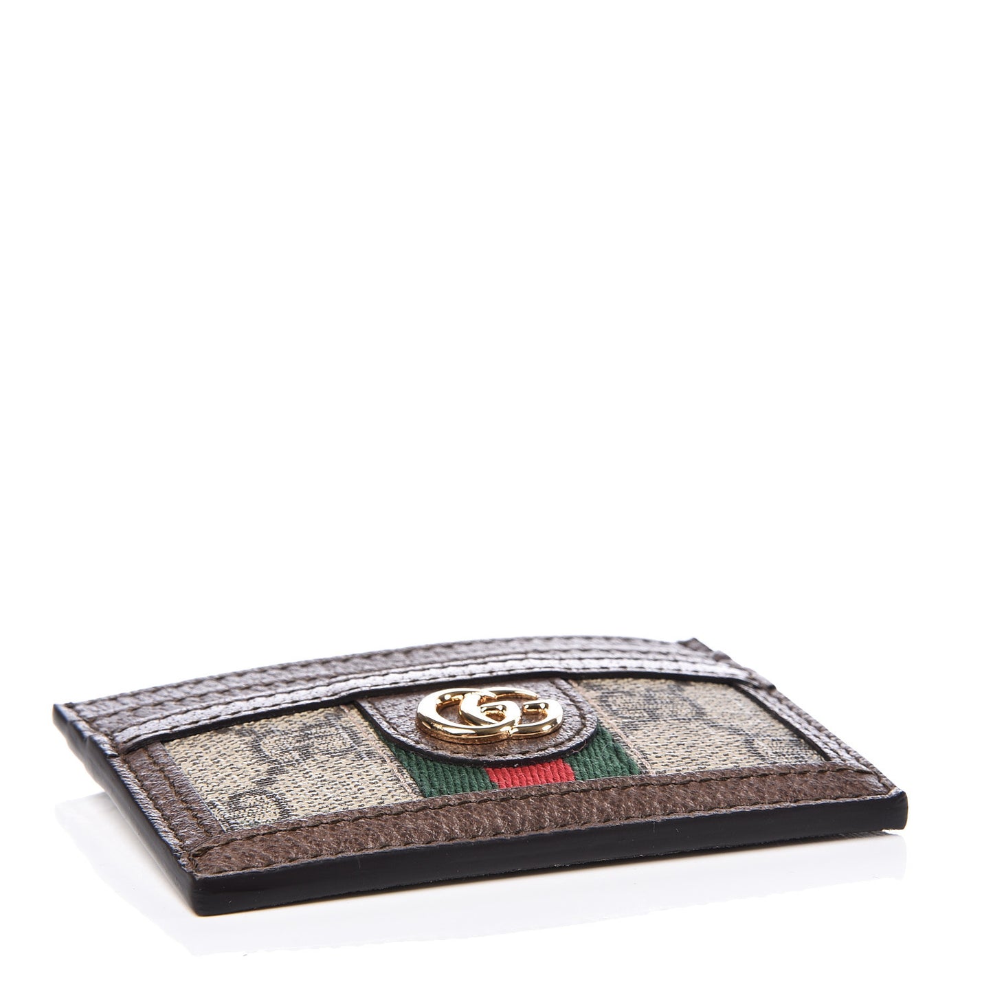 GG Supreme Monogram Ophidia Card Holder Brown