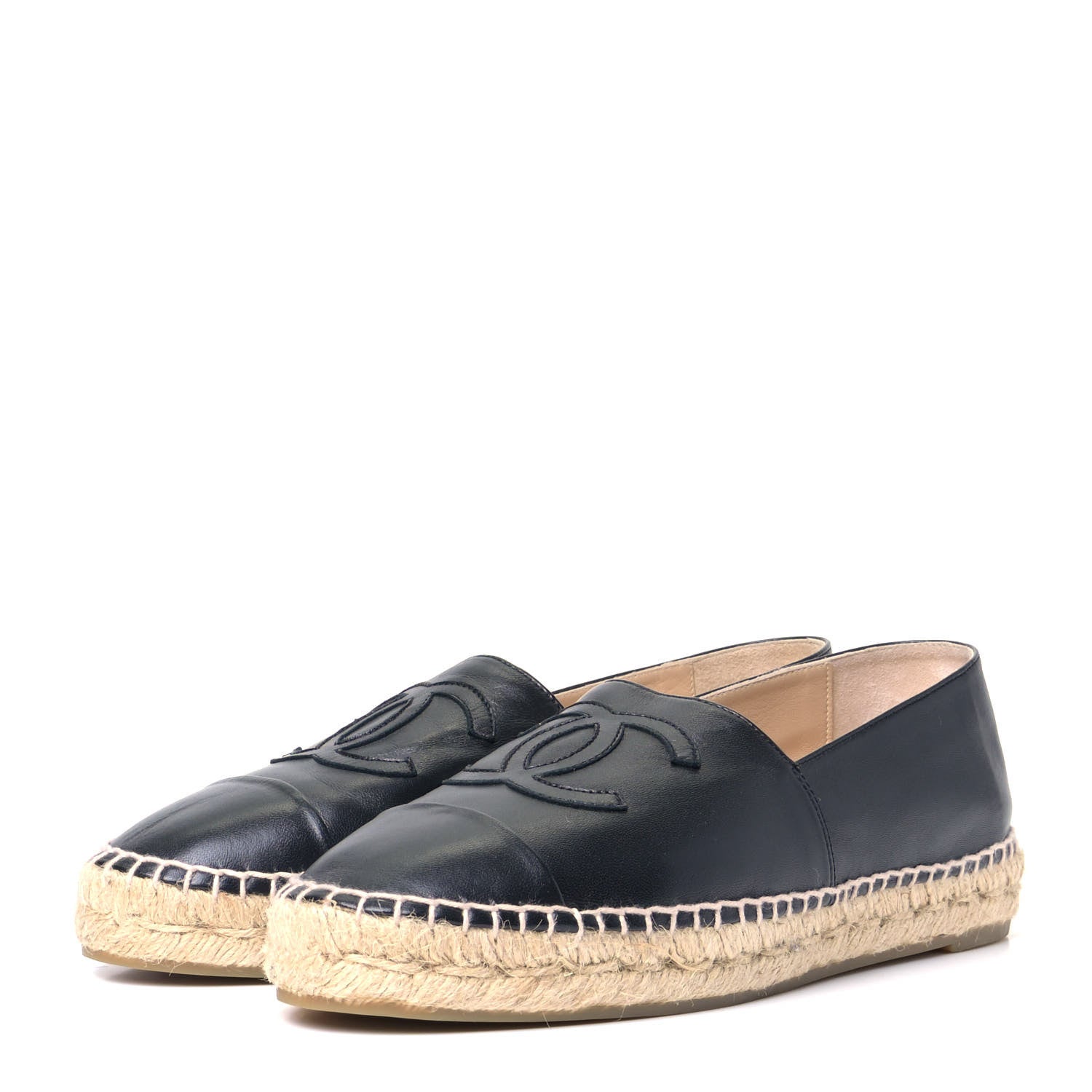 Chanel Lambskin CC Espadrilles 39 Black 2 of 5
