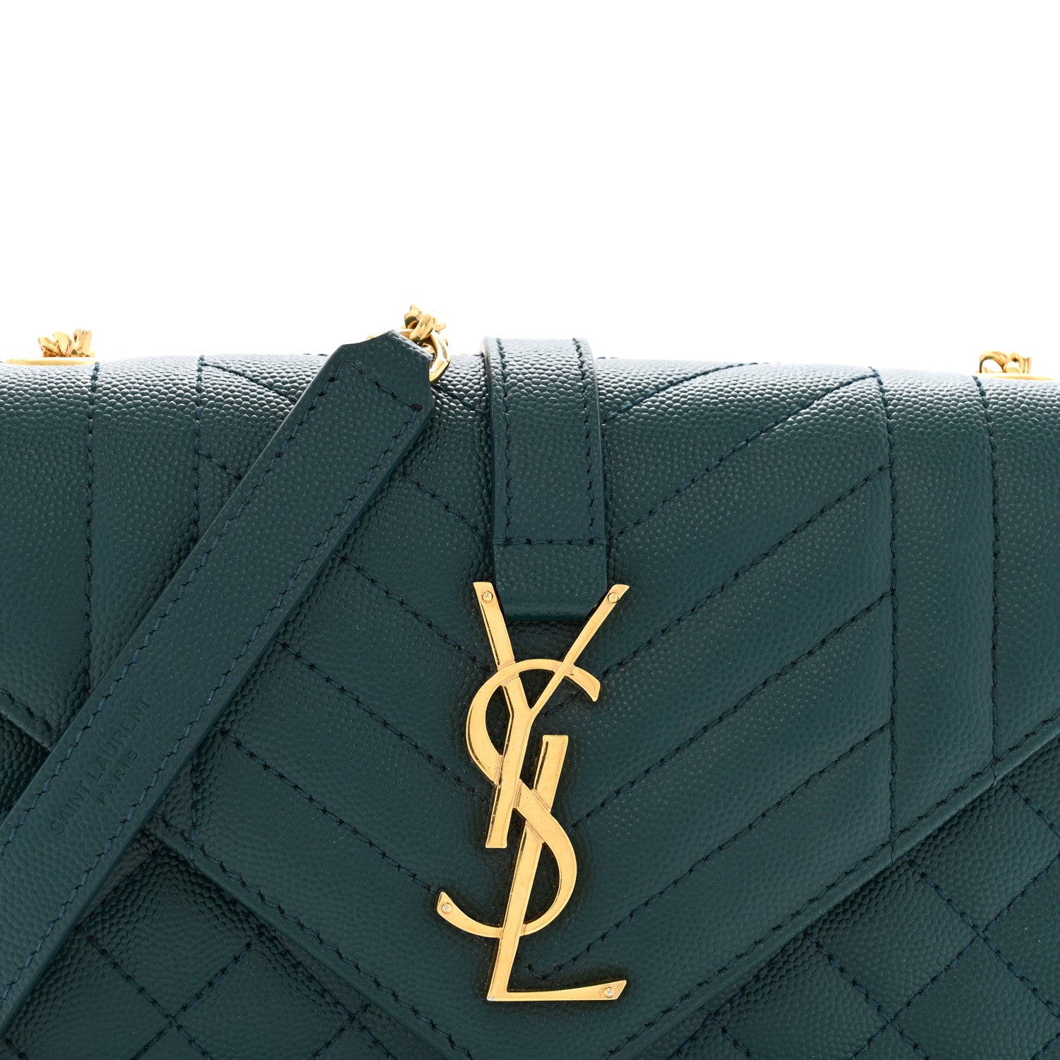 Saint Laurent Grain De Poudre Textured Mixed Matelasse Triquilt Small Monogram Satchel Sea Turquoise 7 of 10