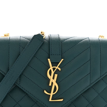 Saint Laurent Grain De Poudre Textured Mixed Matelasse Triquilt Small Monogram Satchel Sea Turquoise 7 of 10