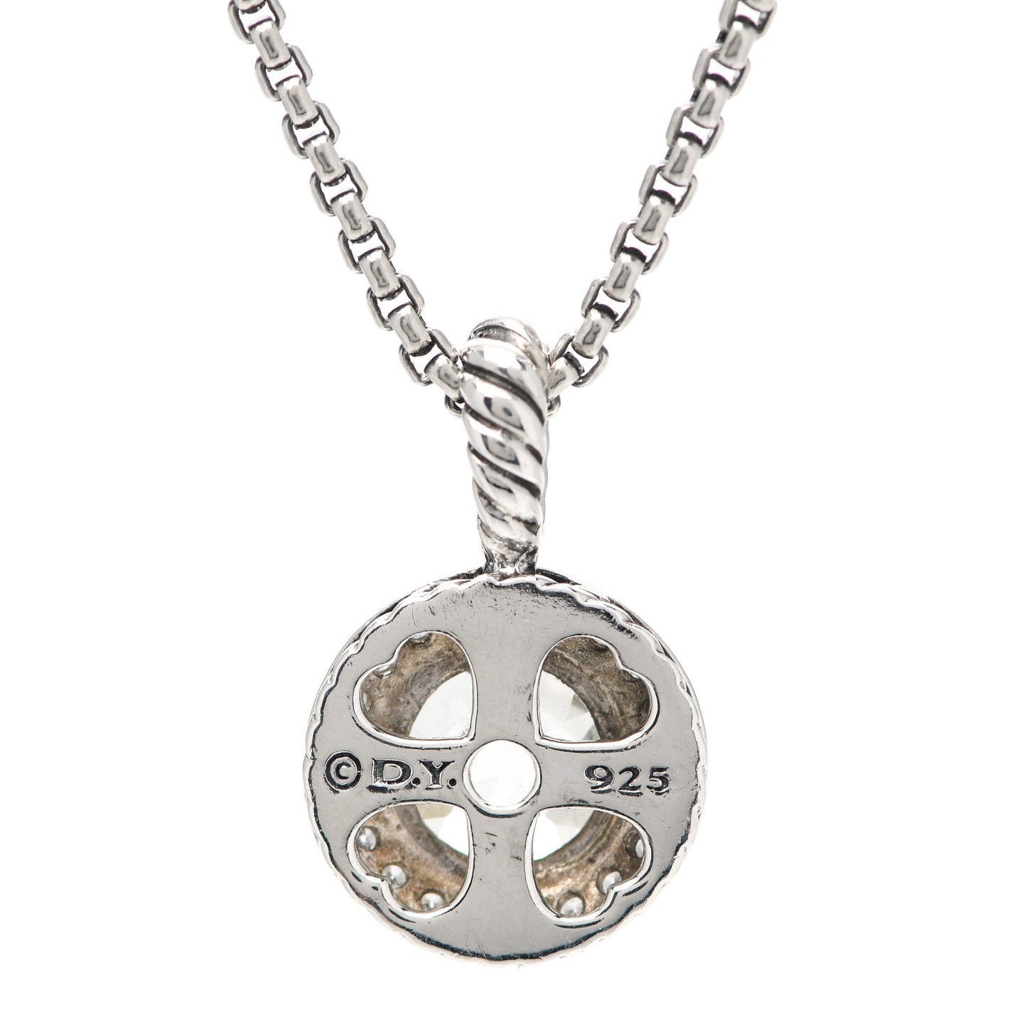 Sterling Silver Diamond Prasiolite 8mm Petite Cerise Pendant Necklace
