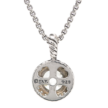 David Yurman Sterling Silver Diamond Prasiolite 8mm Petite Cerise Pendant Necklace 7 of 7