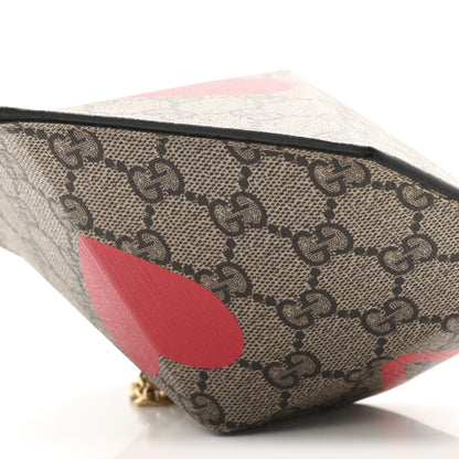 Gucci GG Supreme Monogram Love Heart Valentines Day Mini Padlock Heart Bag Beige Ebony New Geranium 10 of 10