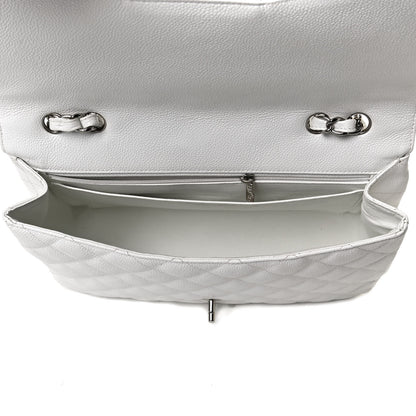 Chanel Caviar Quilted Jumbo Single Flap White 5 of 13